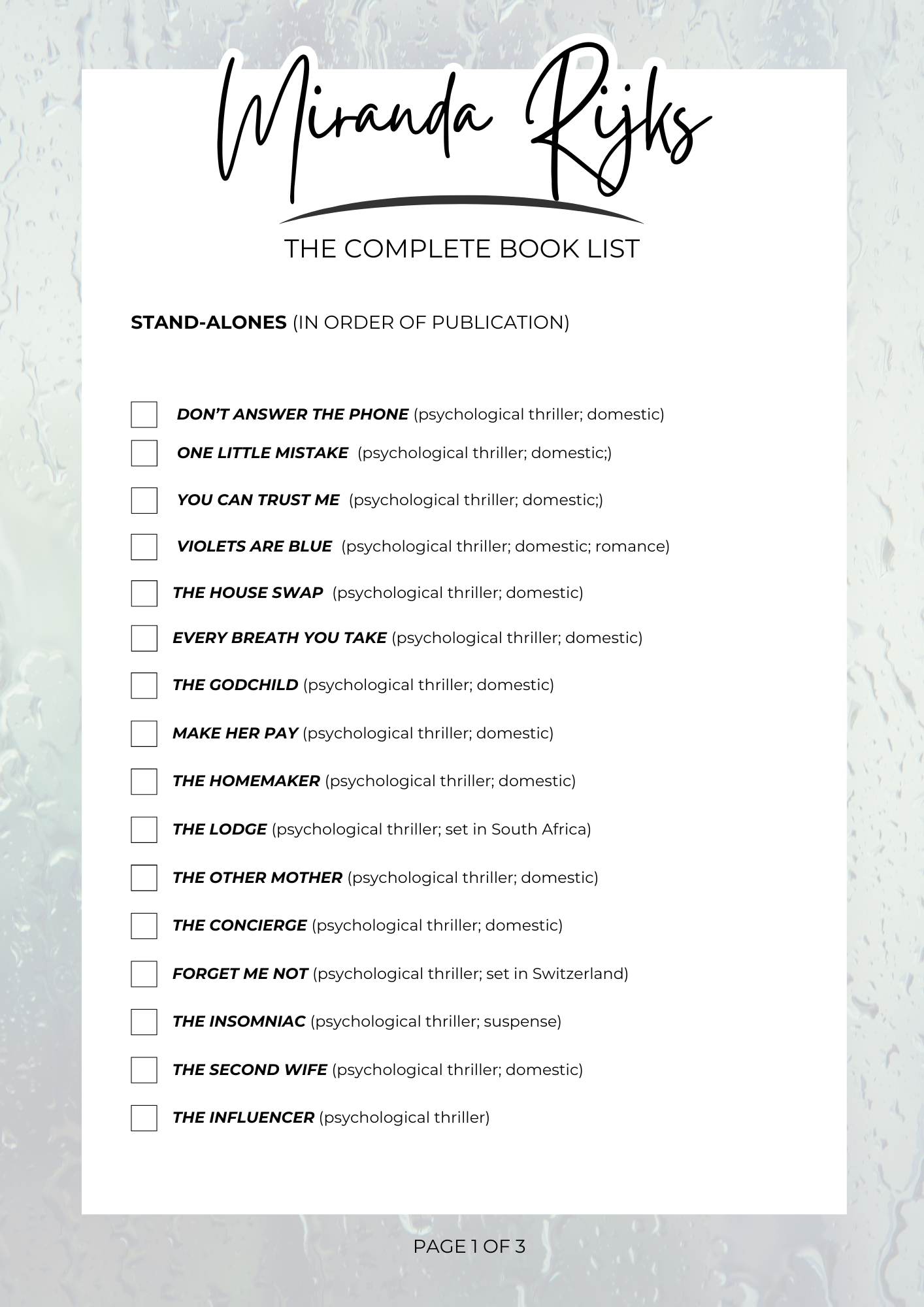 The Complete Book List page 1