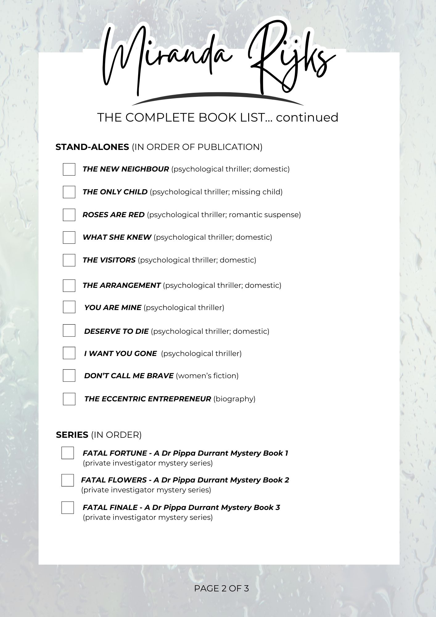 The Complete Book List Page 2<br />
